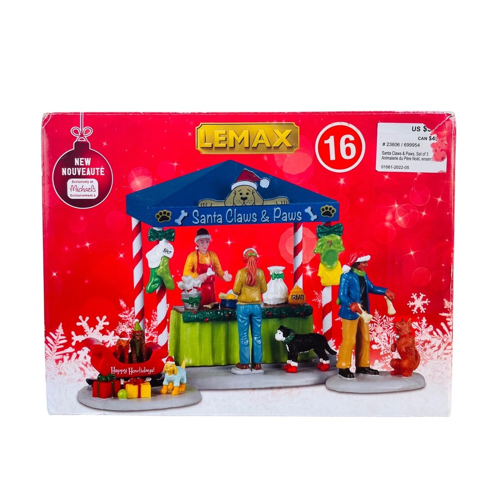 Lemax Caddington Village Santa Claws & Paws 3-Piece Set 23606 Christmas Village